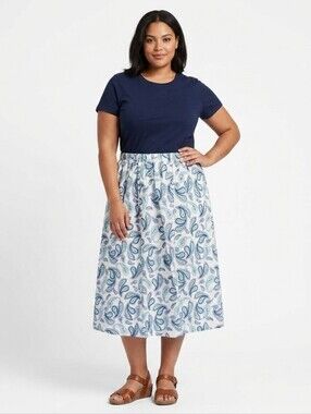 Jessica London Blue/White Paisley Skirt 20W